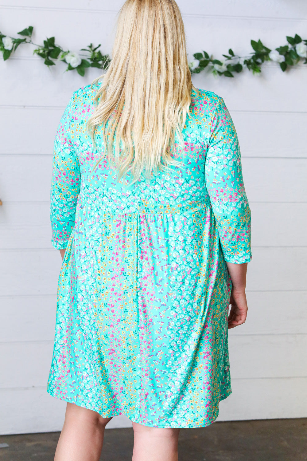 Teal Fit & Flare Midi Pocketed Dress