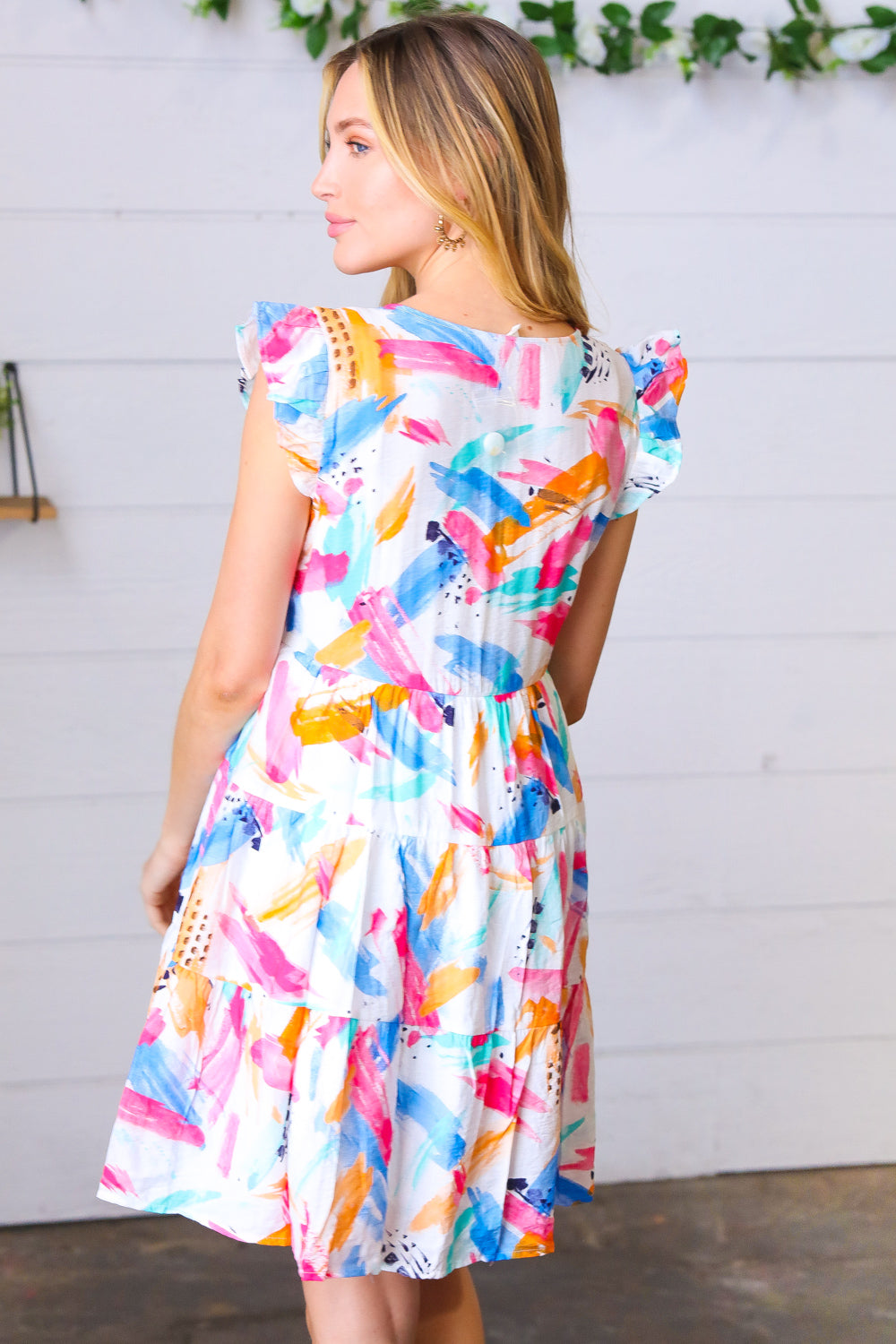 Color Splash Button Up Lined Dress