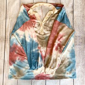 Fall tie die long sleeve french terry sweater