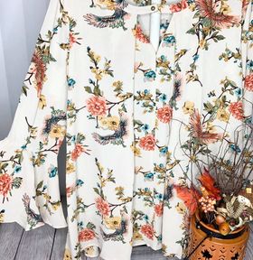 Flare Sleeve Floral Blouse
