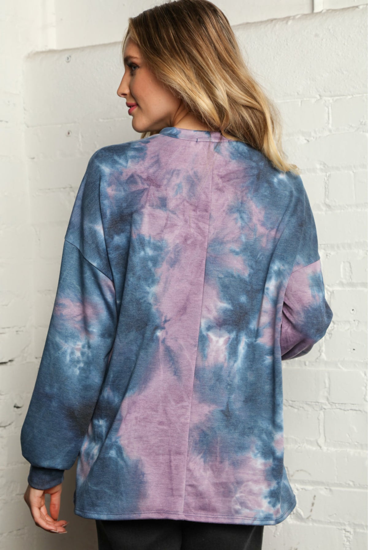 Tie Die French Terry Choker Blouse
