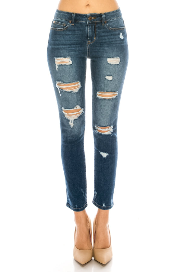 Enjean High-rise DistressedStraight Leg Jean