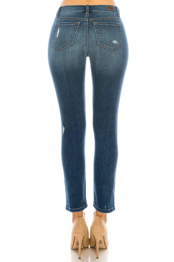 Enjean High-rise DistressedStraight Leg Jean