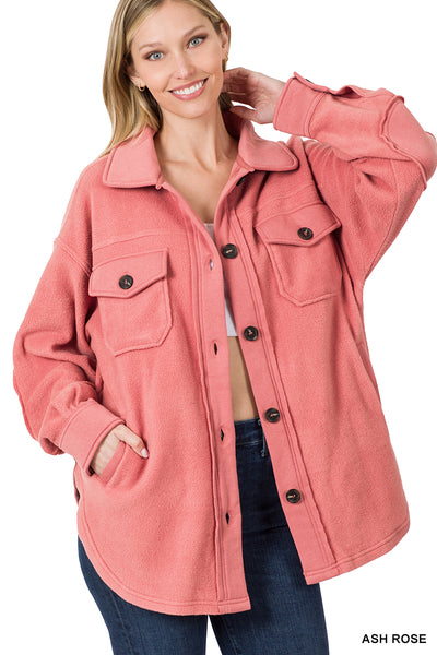 OVERSIZED FLEECE SHACKET DUSTY PEACH