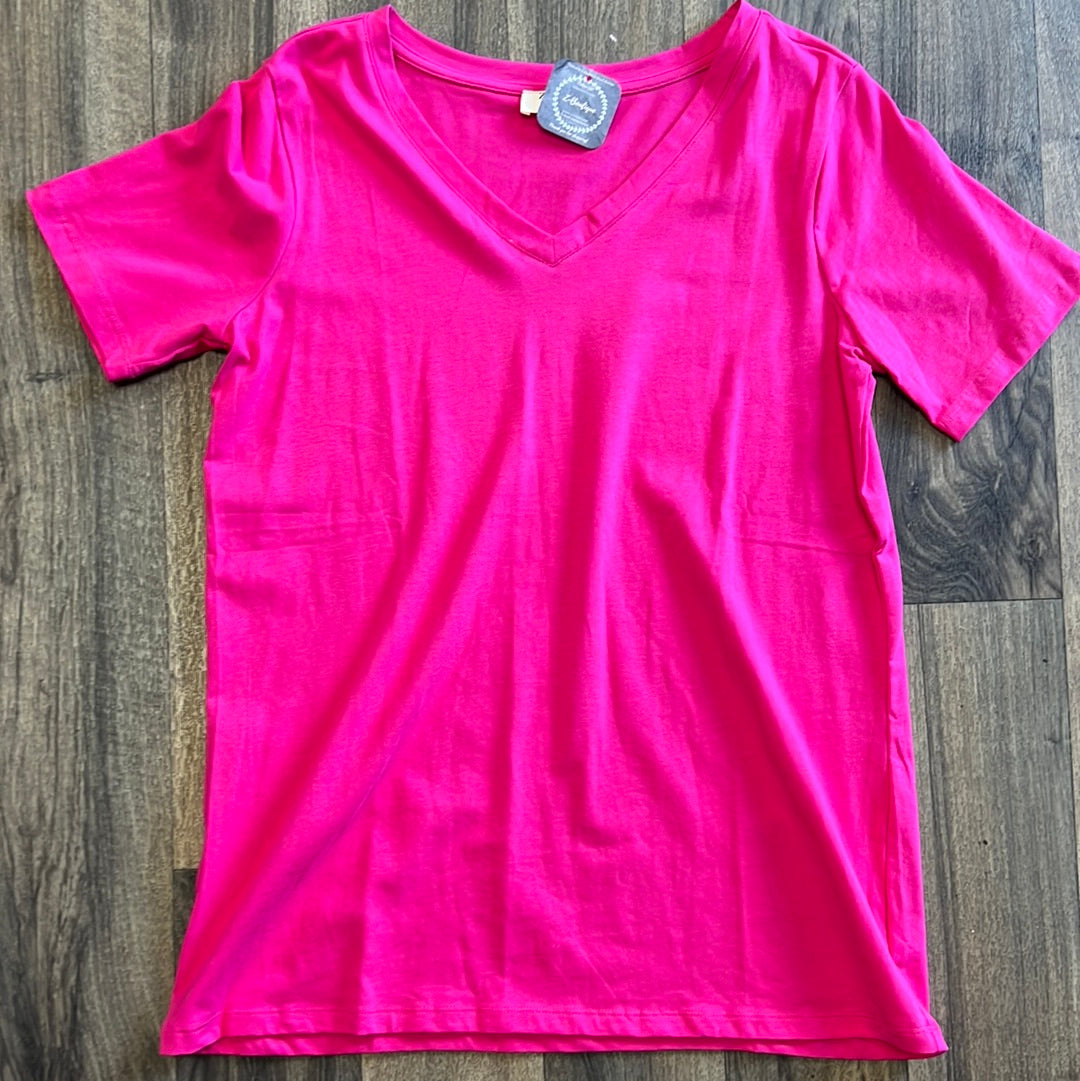 Hot Pink V-Neck Tee