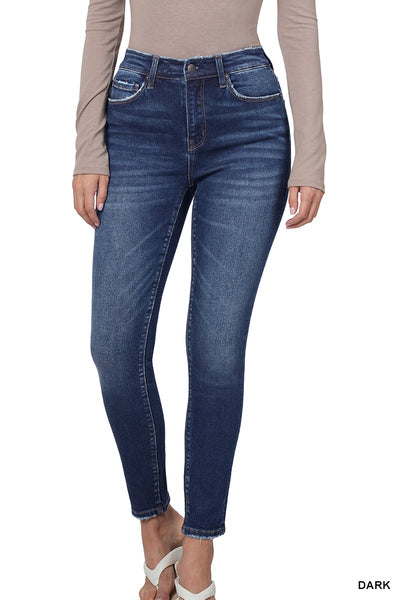 DARK HIGH RISE ANKLE SKINNY DENIM PANTS