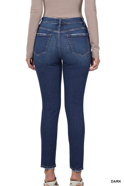 DARK HIGH RISE ANKLE SKINNY DENIM PANTS