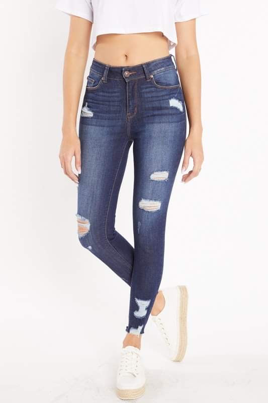 High Rise Distressed Skinny
