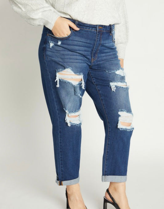 Plus Slouchy Destructed Boyfriend Jean