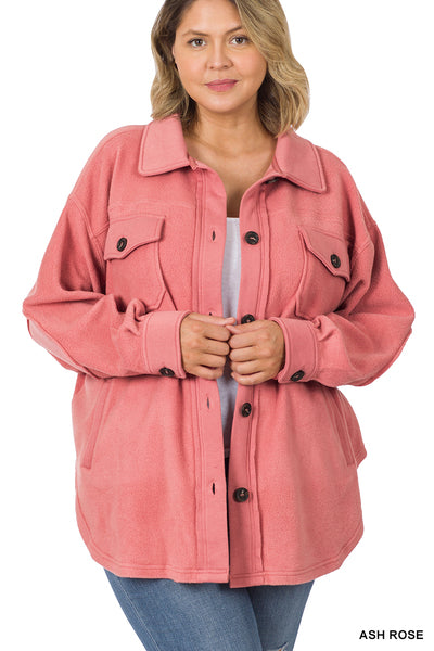 OVERSIZED FLEECE SHACKET DUSTY PEACH