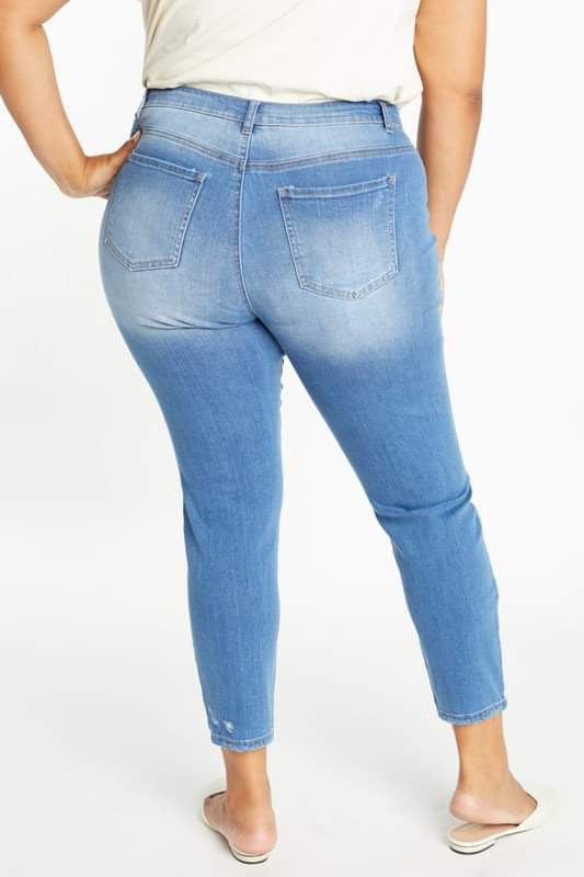 Enjean Plus High Rise 5 Pocket Ankle Skinny - Medium Wash
