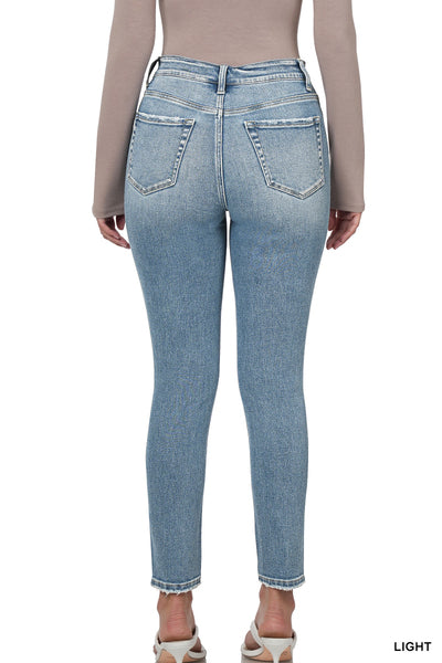 Light Wash HIGH RISE ANKLE SKINNY DENIM PANTS