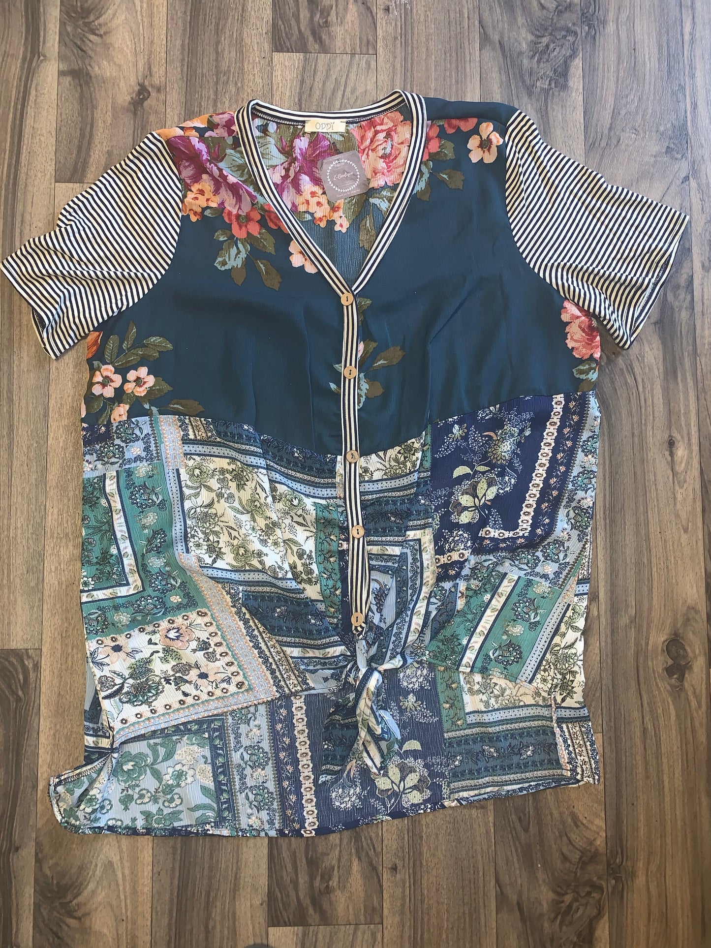 Floral Tie Bottom Blouse