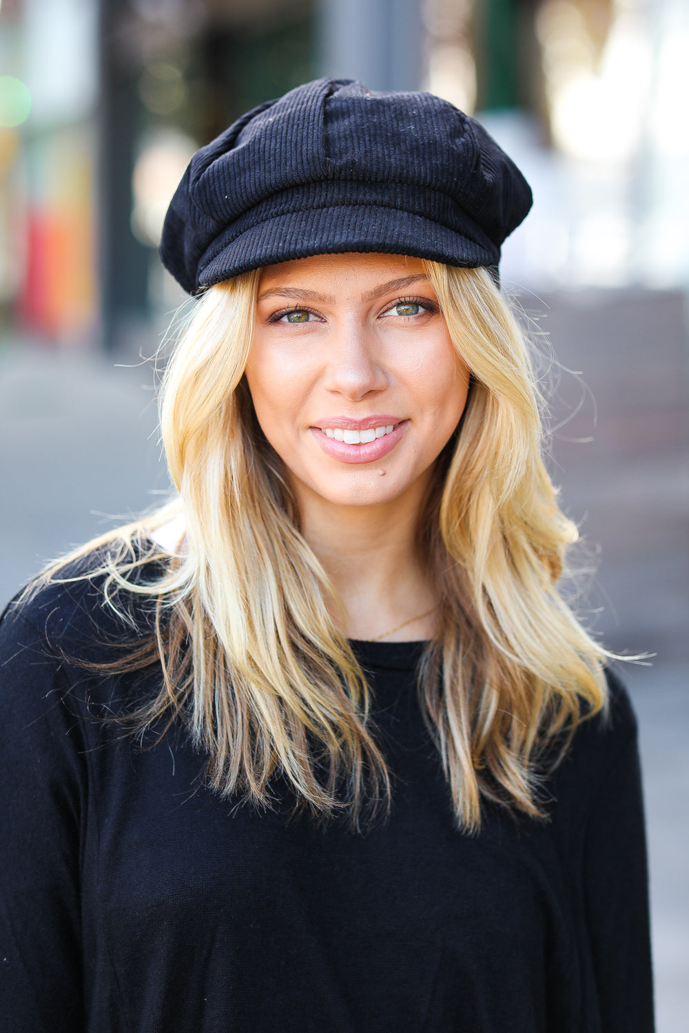 Black Paperboy Corduroy Cap