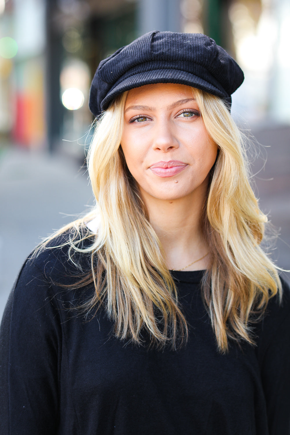 Black Paperboy Corduroy Cap