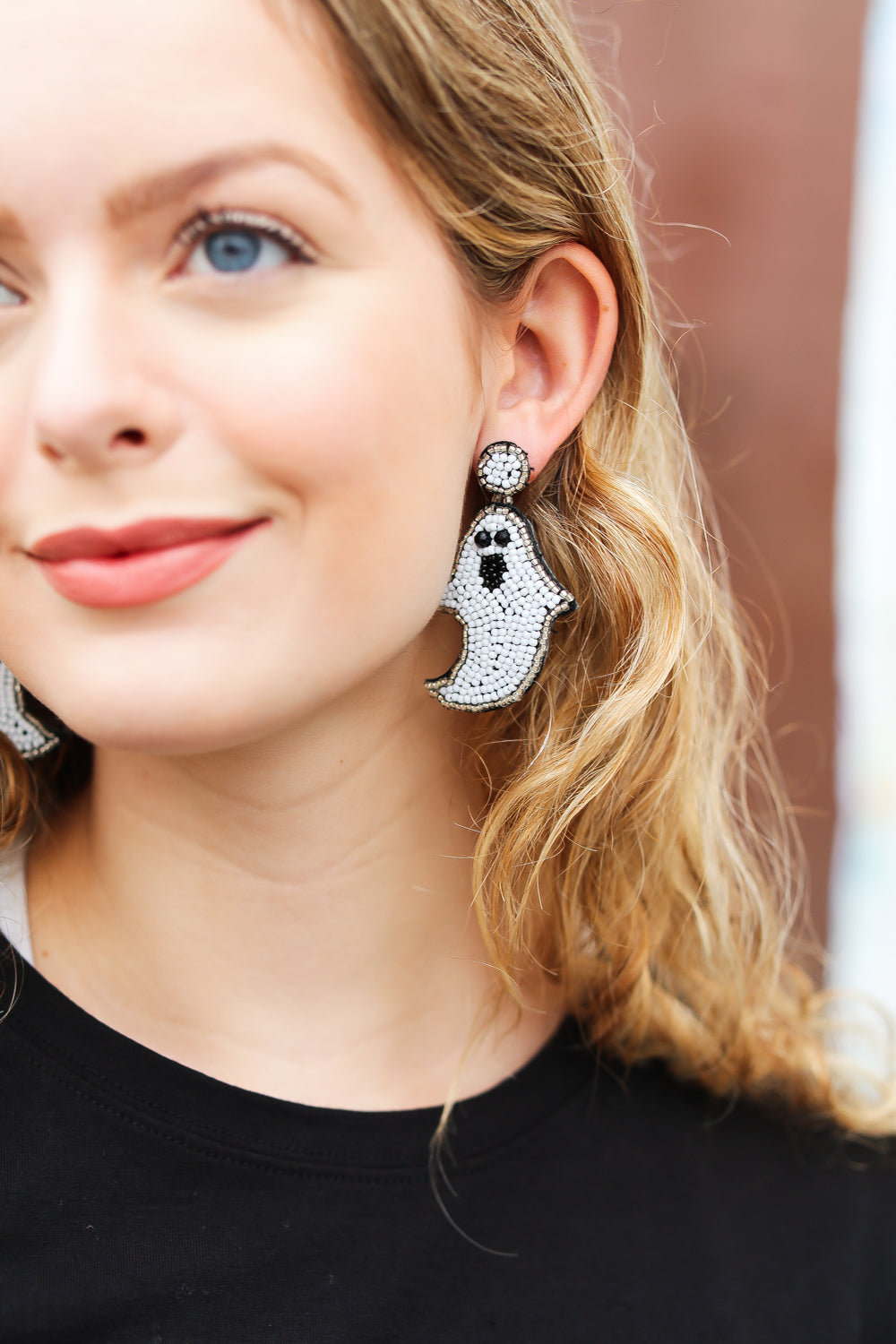 Halloween Spooky Ghost Designed Beaded Earrings