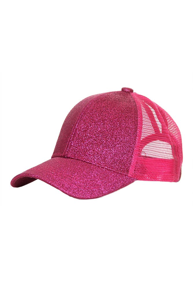 C.C Kids Glitter Fabric With Mesh Pony Cap