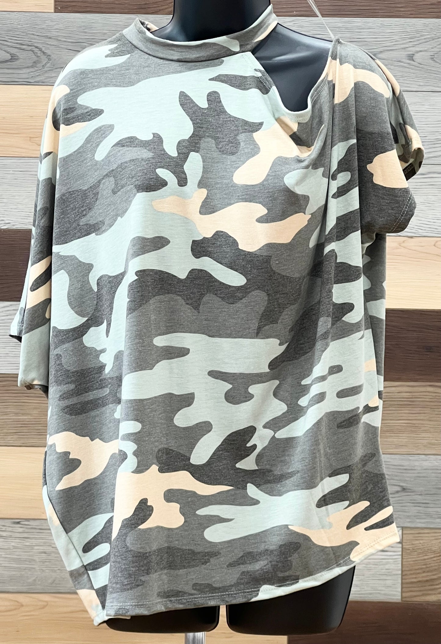 Camo Cold Shoulder Blouse