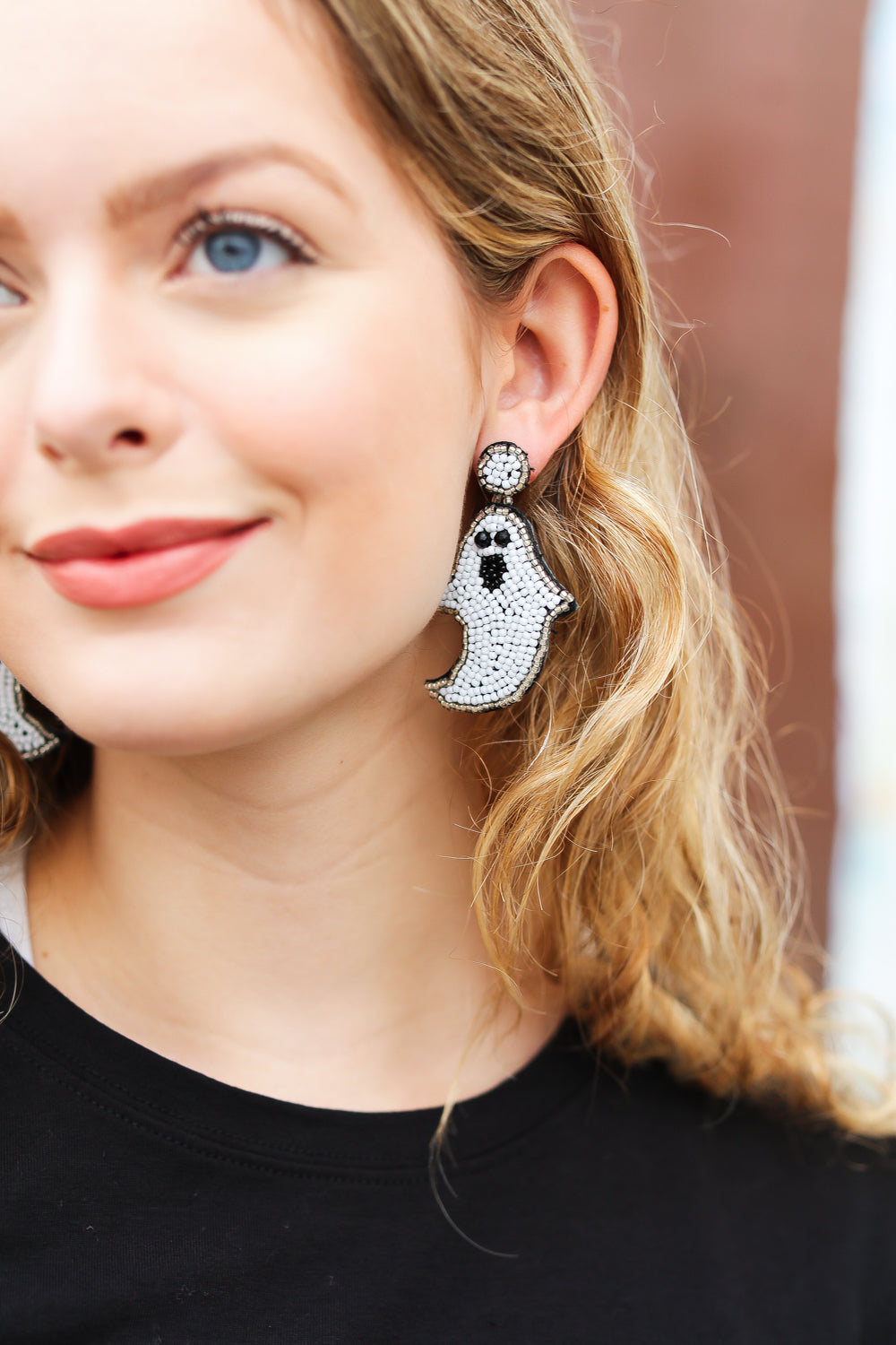 Halloween Spooky Ghost Designed Beaded Earrings