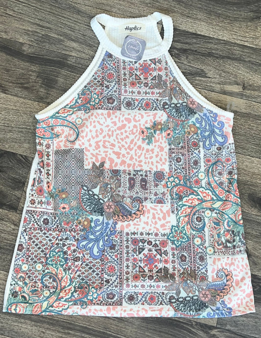 White Floral High Neck Tank
