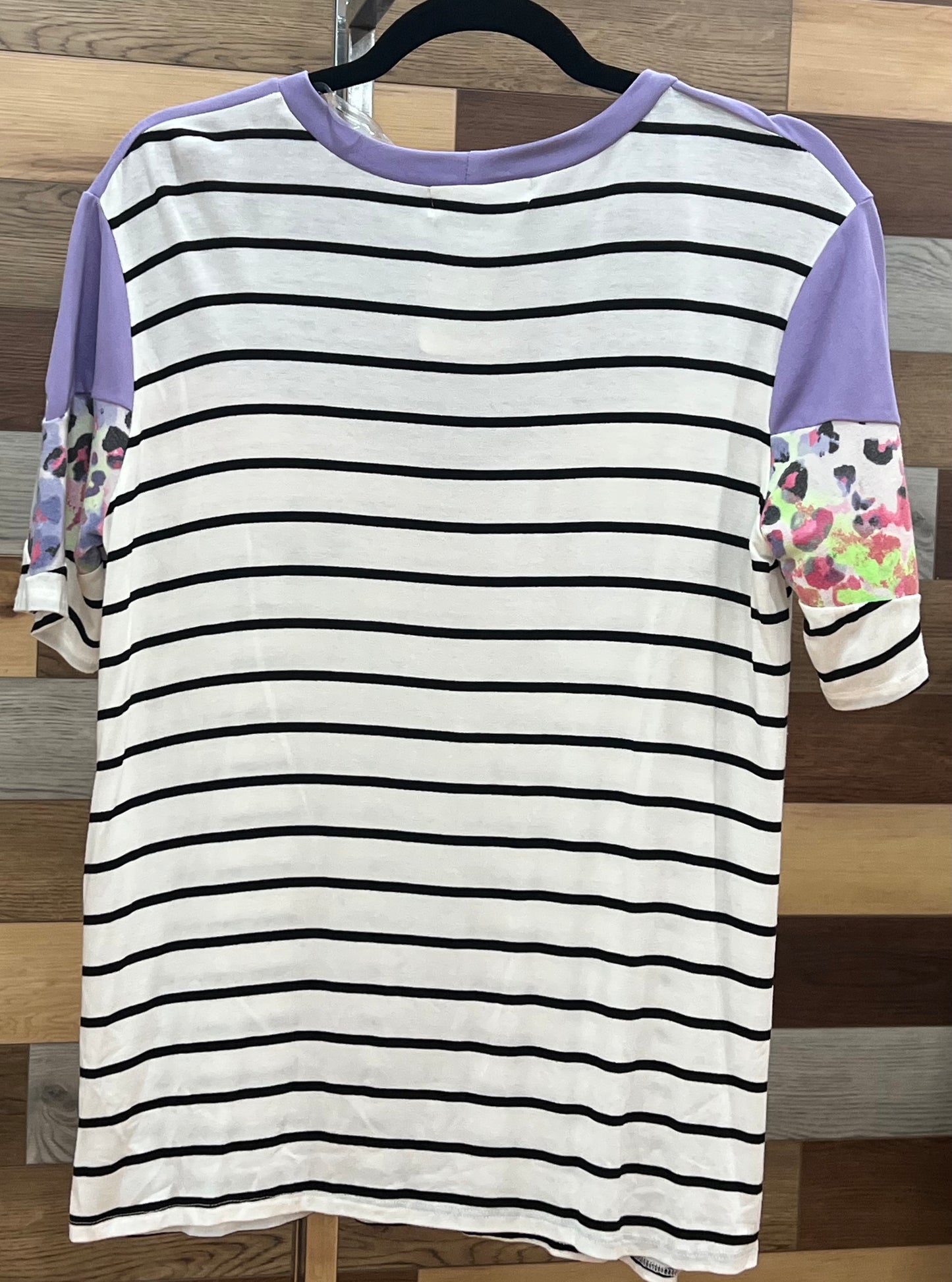 Lavender Striped Leopard Short Sleeve