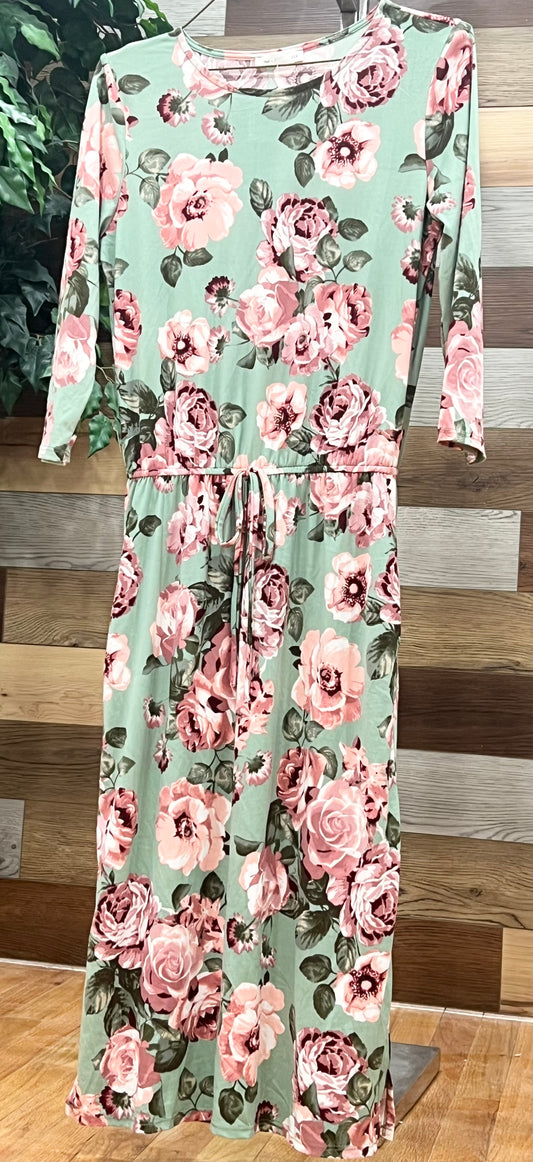 Long Sleeve Floral Midi Dress