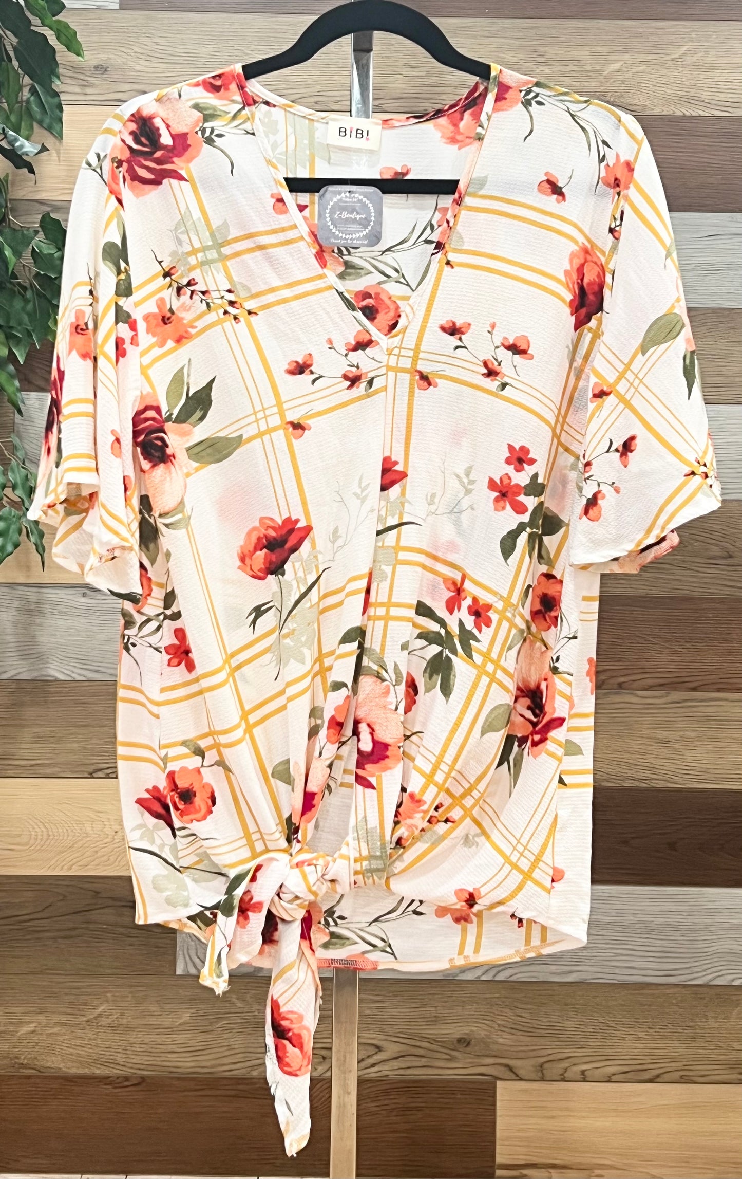 Floral Tie Bottom Blouse