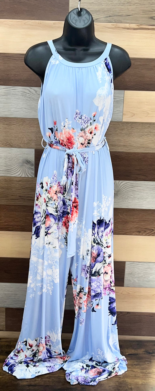 Plus Light Blue Floral One Piece