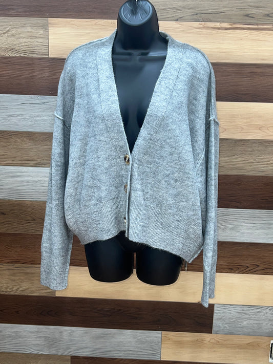 Heather Gray Button Front High Low Cardigan