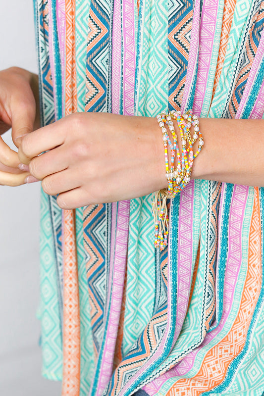 Multicolor Beaded Adjustable Rope Bracelet