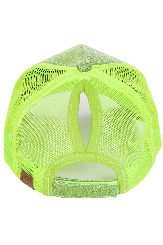 C.C Glitter Ponytail Mesh Back Baseball Cap