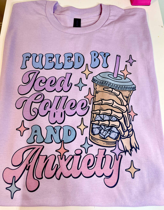 Fueled by coffee and anxiety t-shirt