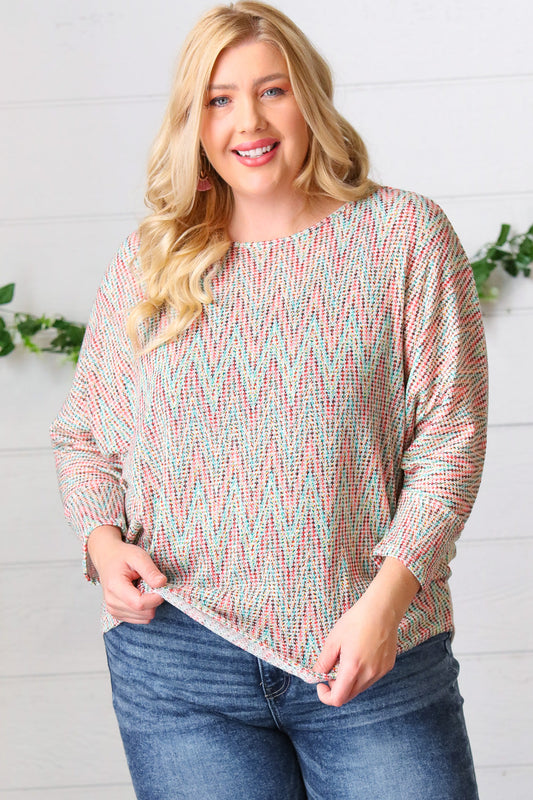 Multicolor Vintage Chevron Thermal Dolman Top