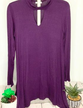 Purple Choker Tunic Blouse