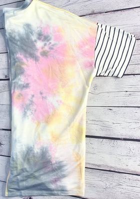 Yellow and pink tie die striped blouse
