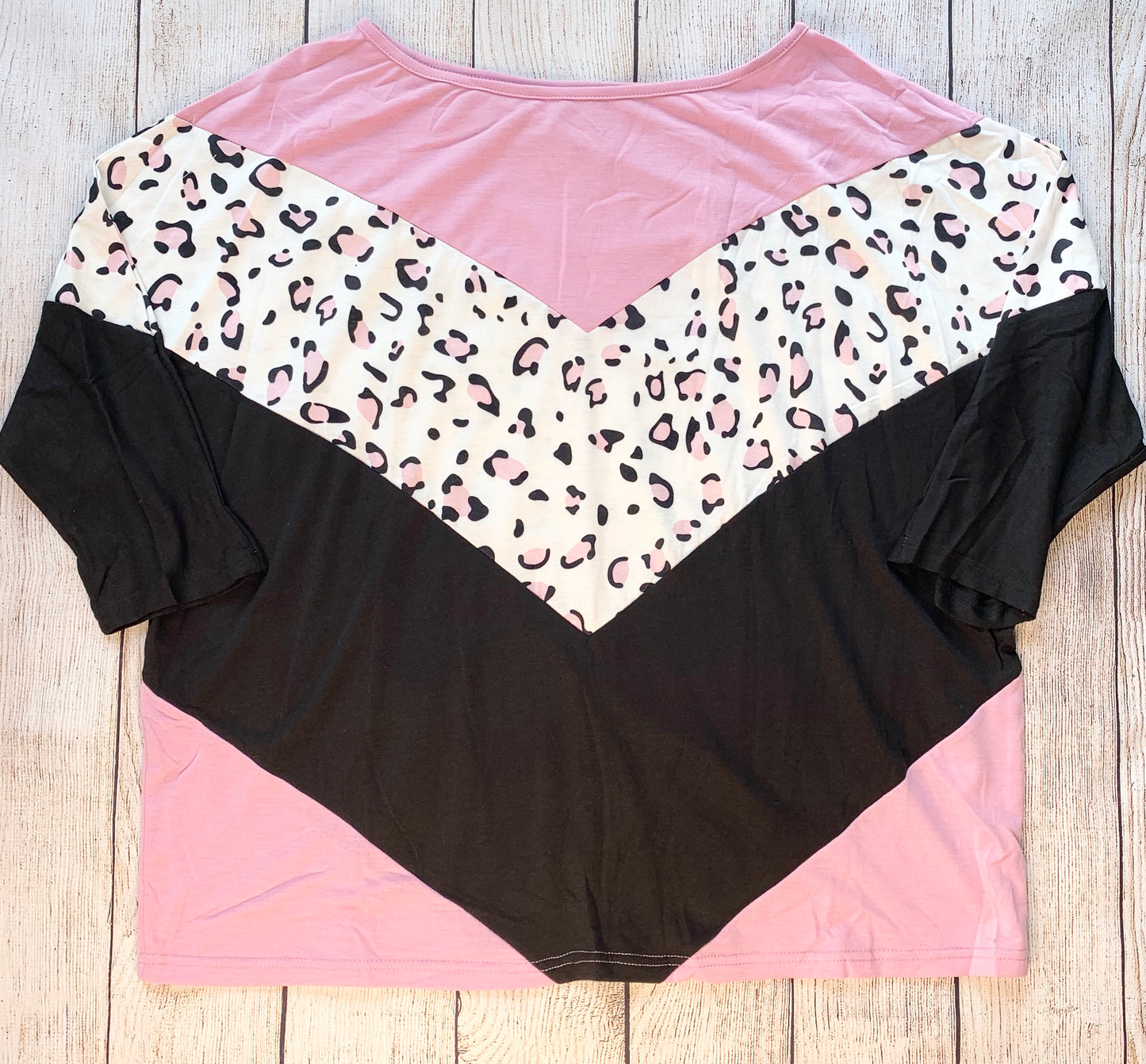 Animal Print Color Block Blouse