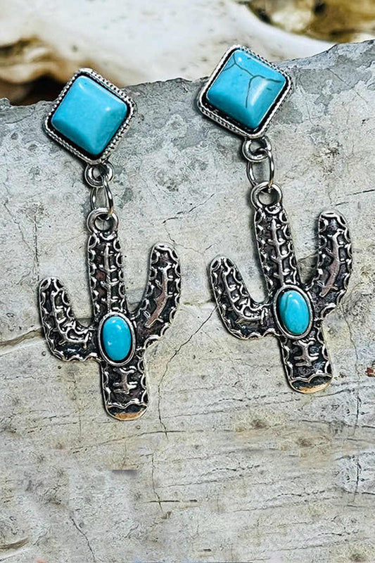 Southwestern Cactus Geometric Turquoise Earrings