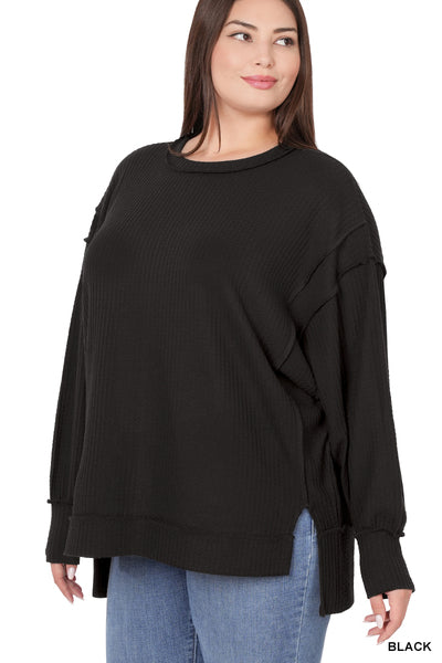 OVERSIZED EXPOSED-SEAM SWEATER