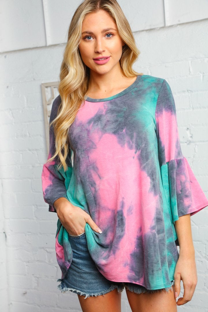 Mint & Pink Marble Bell Sleeve