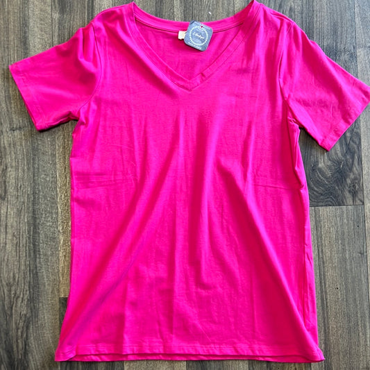 Hot Pink V-Neck Tee