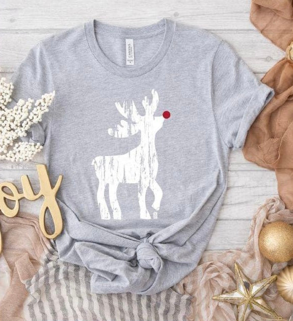 Red Shimmer Nose Reindeer Tee