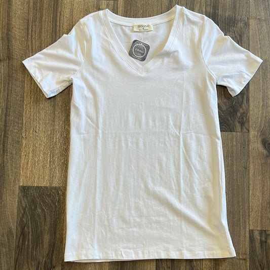 White V-Neck Tee