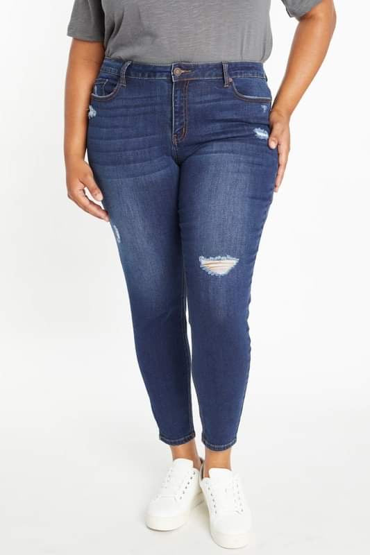 Plus Dark Mid Rise 5 Pocket Skinny