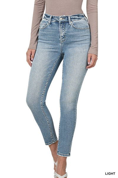 Light Wash HIGH RISE ANKLE SKINNY DENIM PANTS