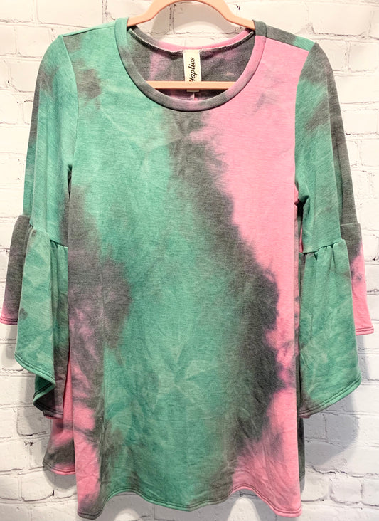 Mint & Pink Marble Bell Sleeve