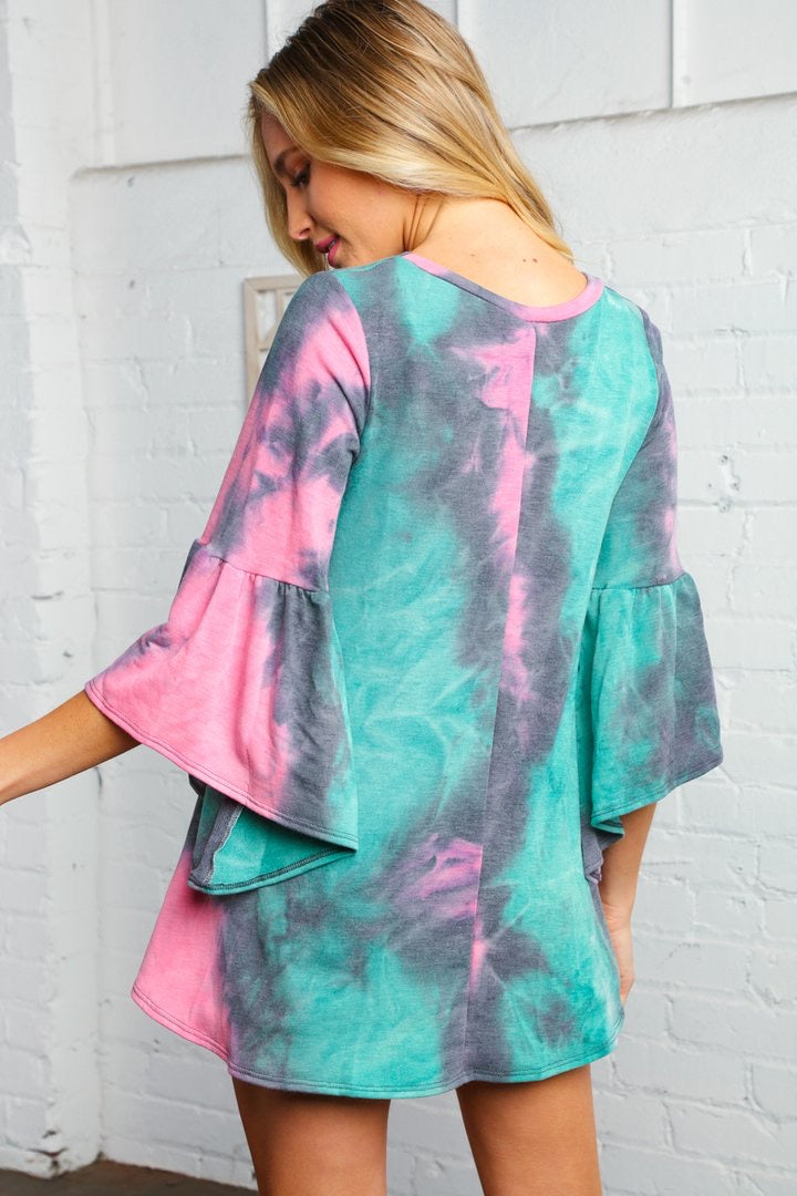 Mint & Pink Marble Bell Sleeve