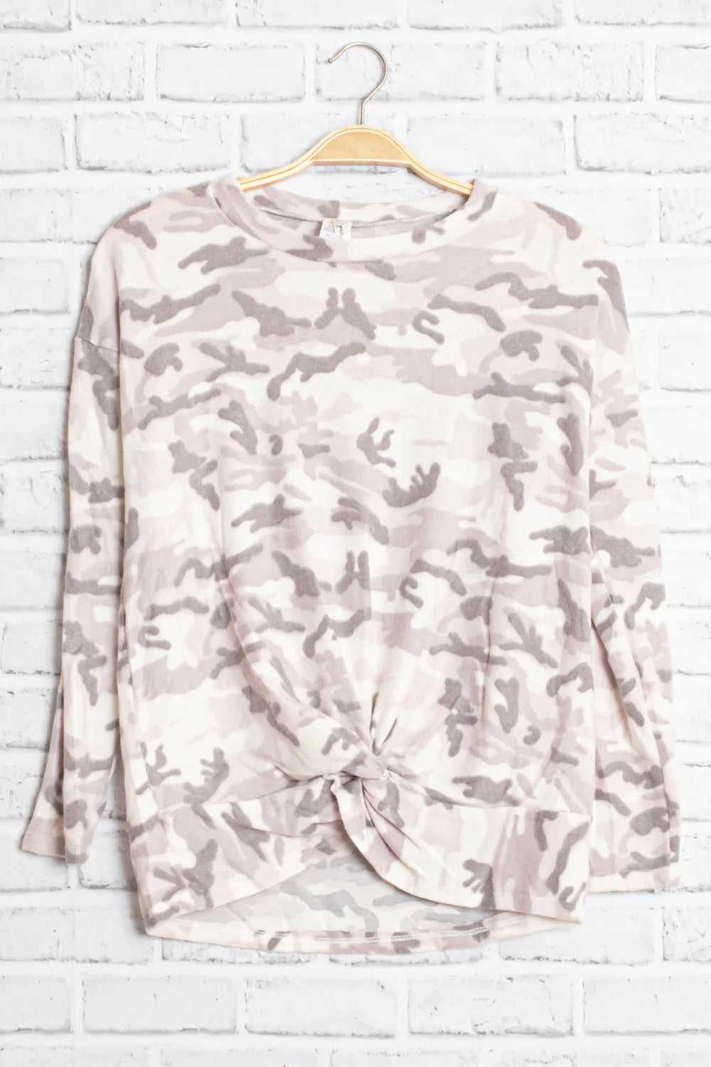 TAUPE LILAC BRUSHED CAMO TOP