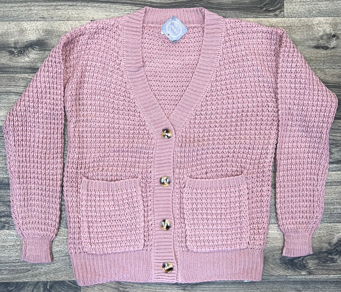 WAFFLE CARDIGAN SWEATER WITH POCKETS